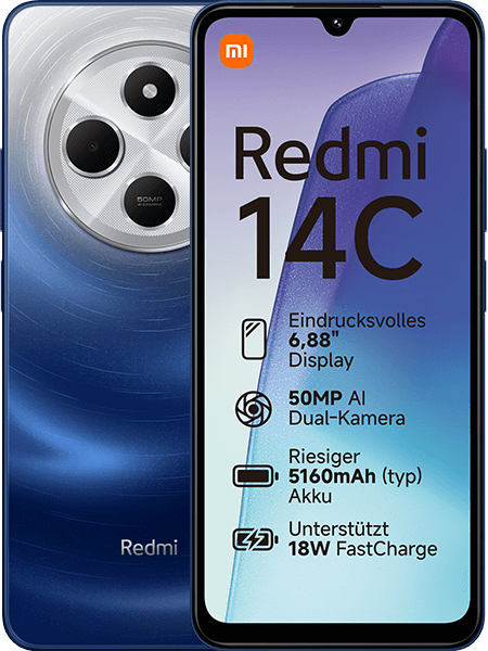 Jetzt das maXXim Allnet Flat 20 GB + Xiaomi Redmi 14C Starry Blue ab 16.99,-€/Monat