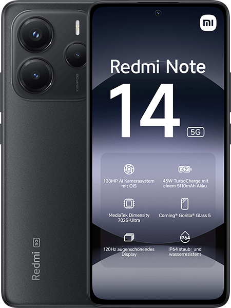 Jetzt das maXXim Allnet Flat 30 GB + Xiaomi Redmi Note 14 5G Midnight Black ab 24.99,-€/Monat