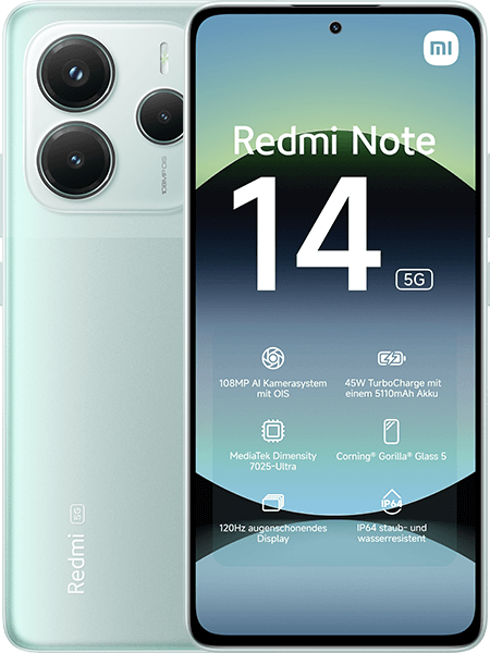 Jetzt das maXXim Allnet Flat 30 GB + Xiaomi Redmi Note 14 5G Coral Green ab 24.99,-€/Monat