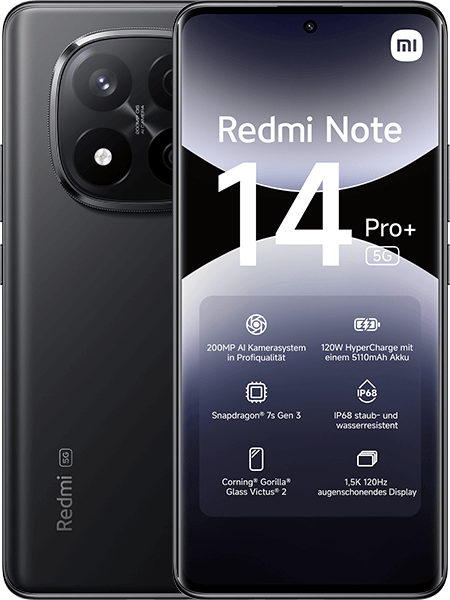 Jetzt das maXXim Allnet Flat 20 GB + Xiaomi Redmi Note 14 Pro+ 5G Midnight Black ab 26.99,-€/Monat