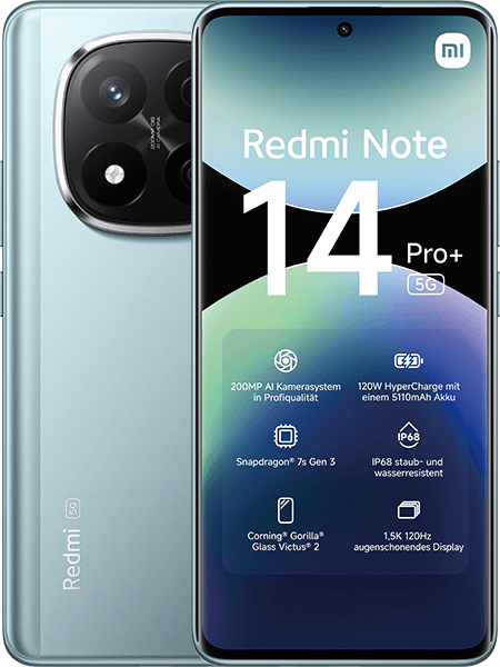 Jetzt das maXXim Allnet Flat 20 GB + Xiaomi Redmi Note 14 Pro+ 5G Frost Blue ab 26.99,-€/Monat