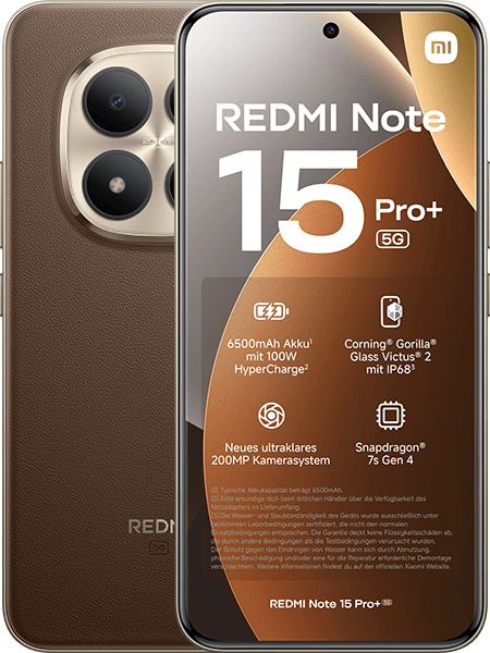 Jetzt das maXXim Allnet Flat 30 GB + Xiaomi REDMI Note 15 Pro+ 5G 256GB Mocha Brown ab 26.99,-€/Monat